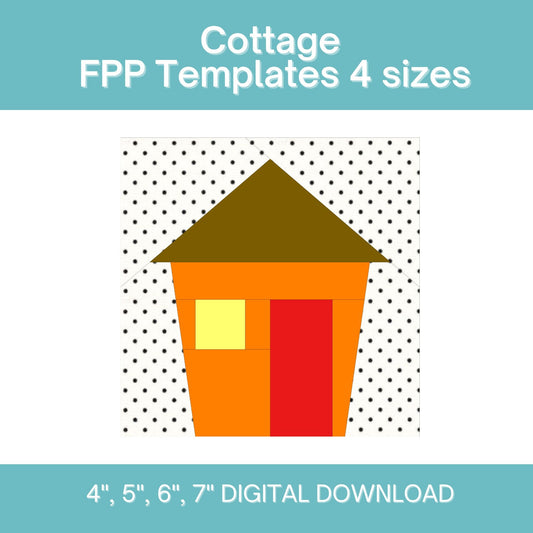 Cottage House FPP Foundation Paper Piecing quilt block pattern Digital Download