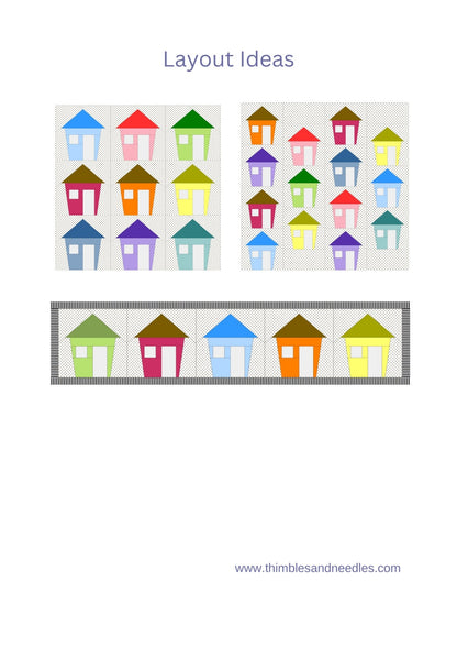 Cottage House FPP Foundation Paper Piecing quilt block pattern Digital Download