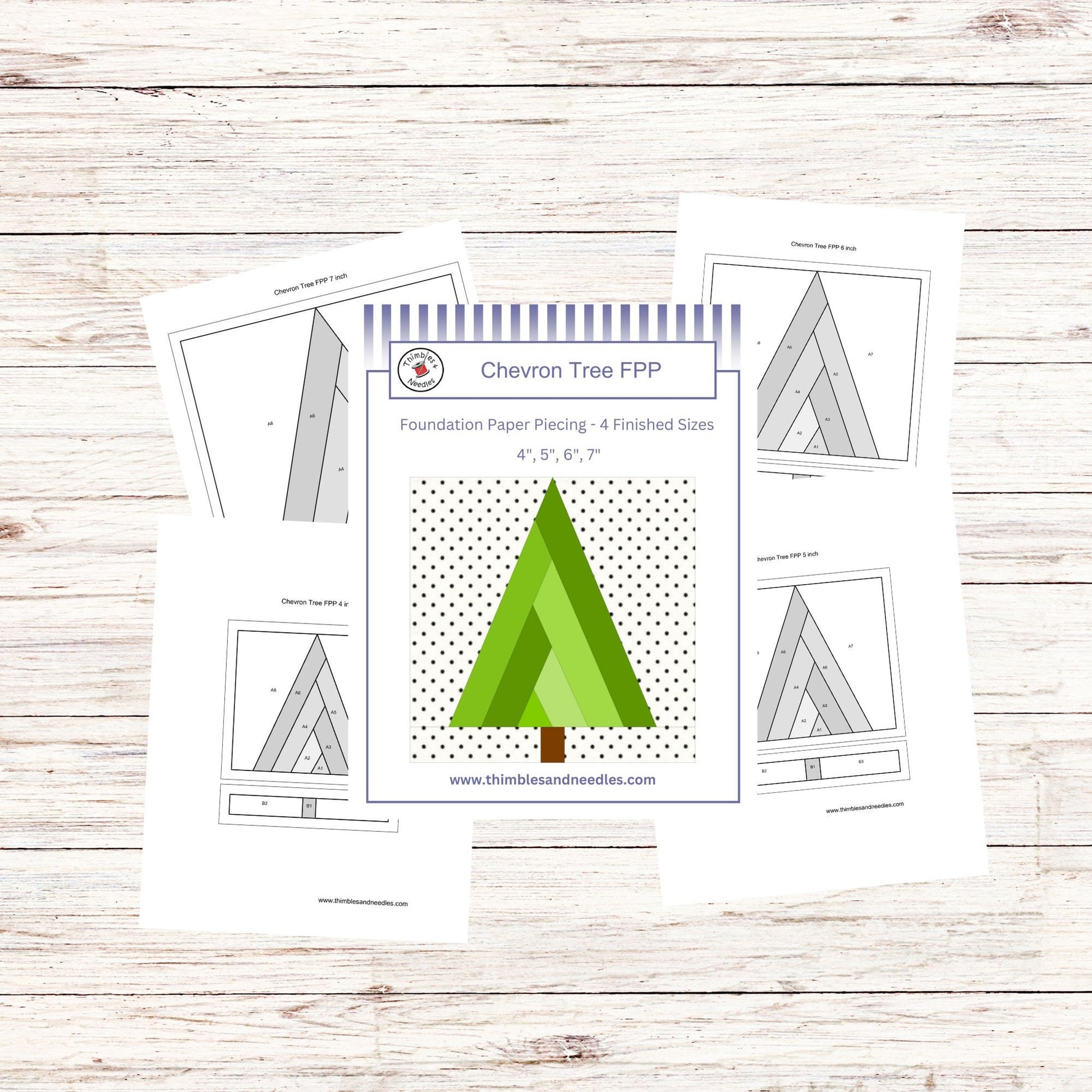 Chevron Tree FPP Foundation Paper Piecing quilt block pattern Digital Download