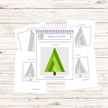 Chevron Tree FPP Foundation Paper Piecing quilt block pattern Digital Download