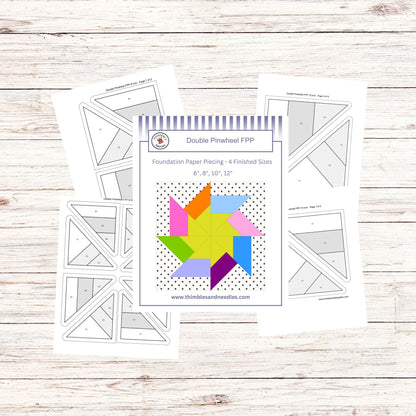 Double Pinwheel FPP Foundation Paper Piecing quilt block pattern Digital Download