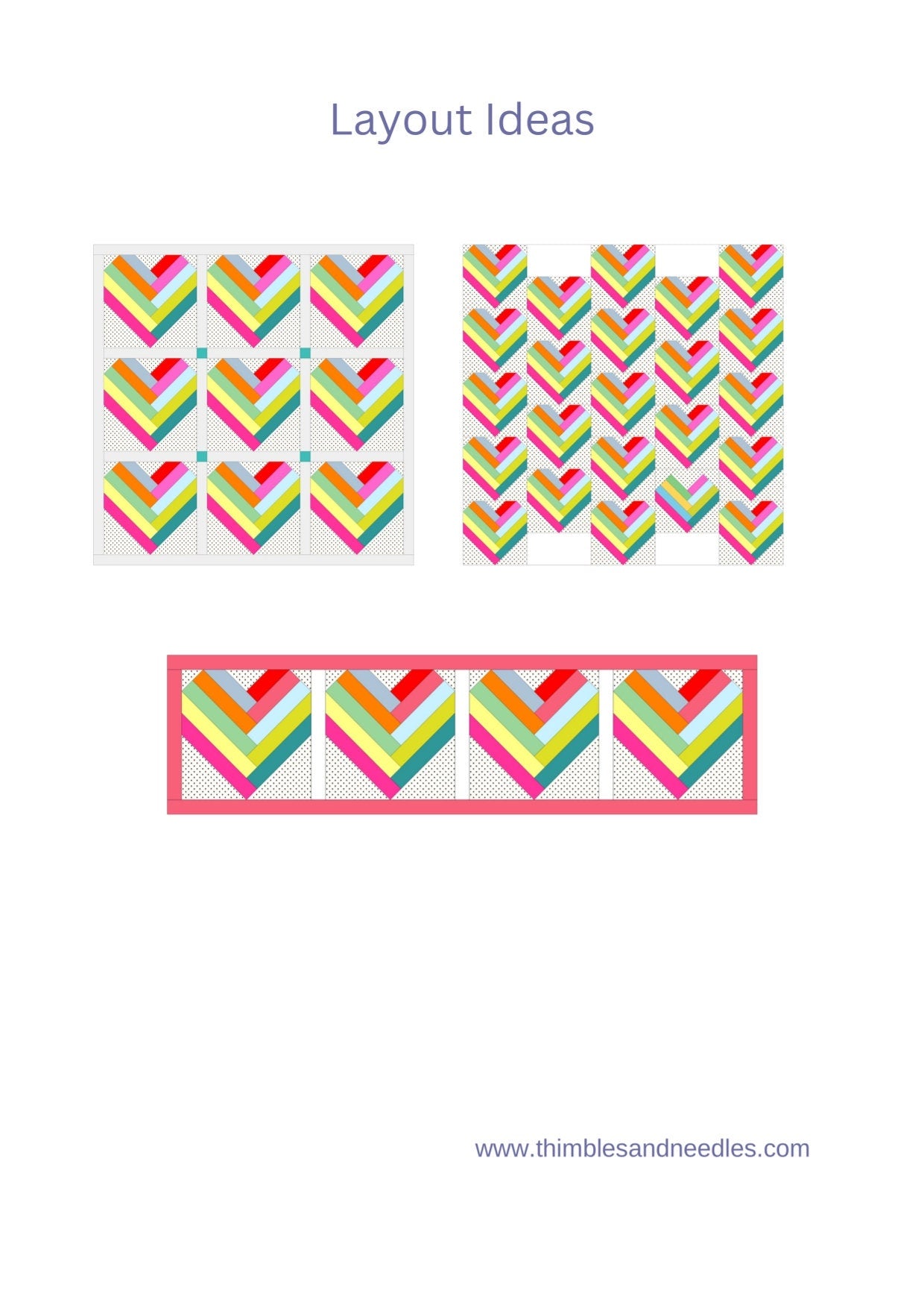 Herringbone Heart FPP Foundation Paper Piecing quilt block pattern Digital Download