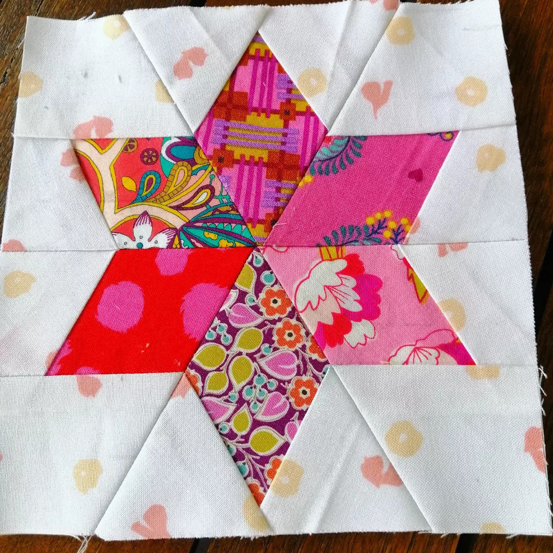 Six Pointed Star FPP Foundation Paper Piecing quilt block pattern Digital Download