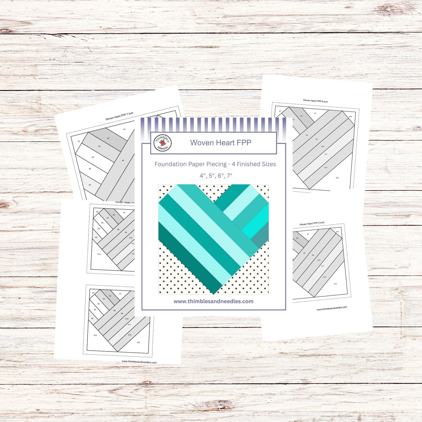Woven Heart FPP Foundation Paper Piecing quilt block pattern Digital Download