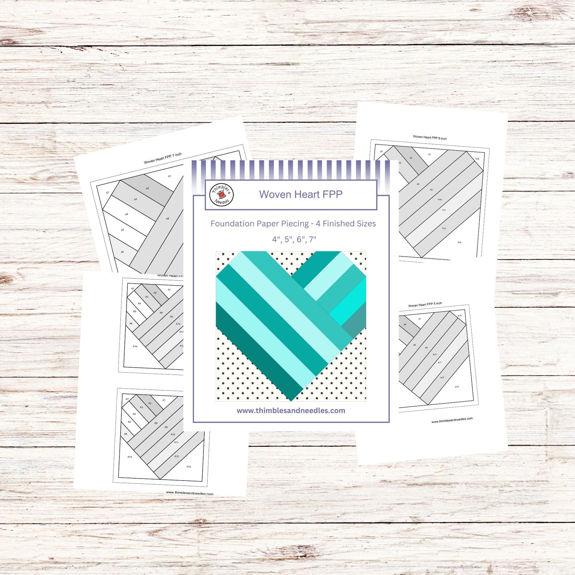 Woven Heart FPP Foundation Paper Piecing quilt block pattern Digital Download