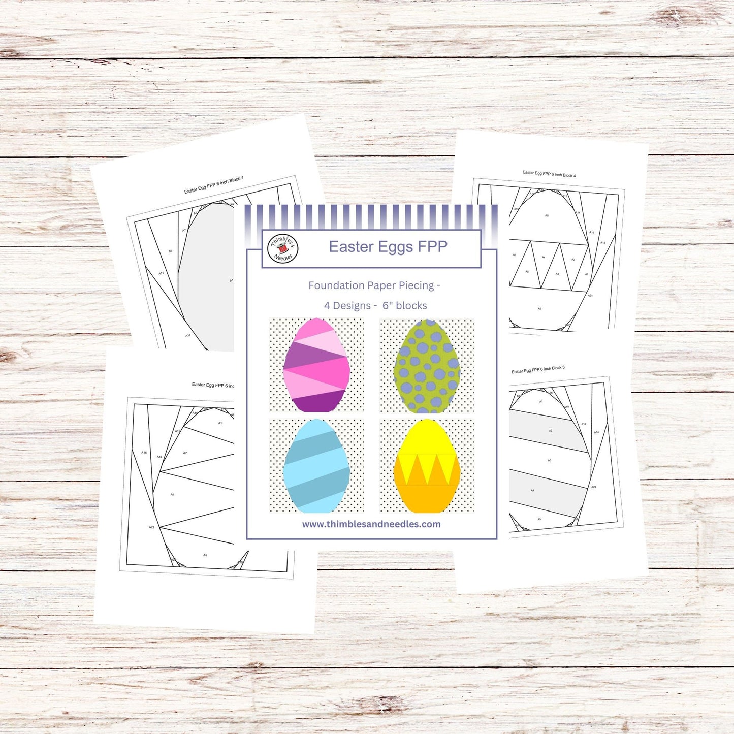 Easter Eggs FPP Foundation Paper Piecing quilt block pattern Digital Download