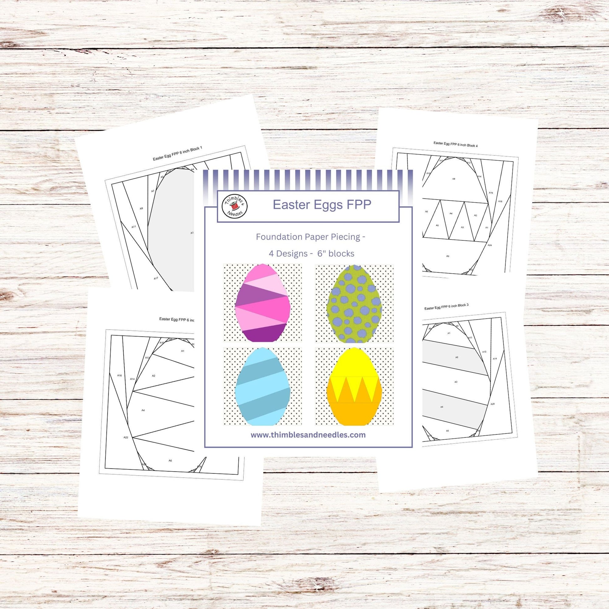 Easter Eggs FPP Foundation Paper Piecing quilt block pattern Digital Download