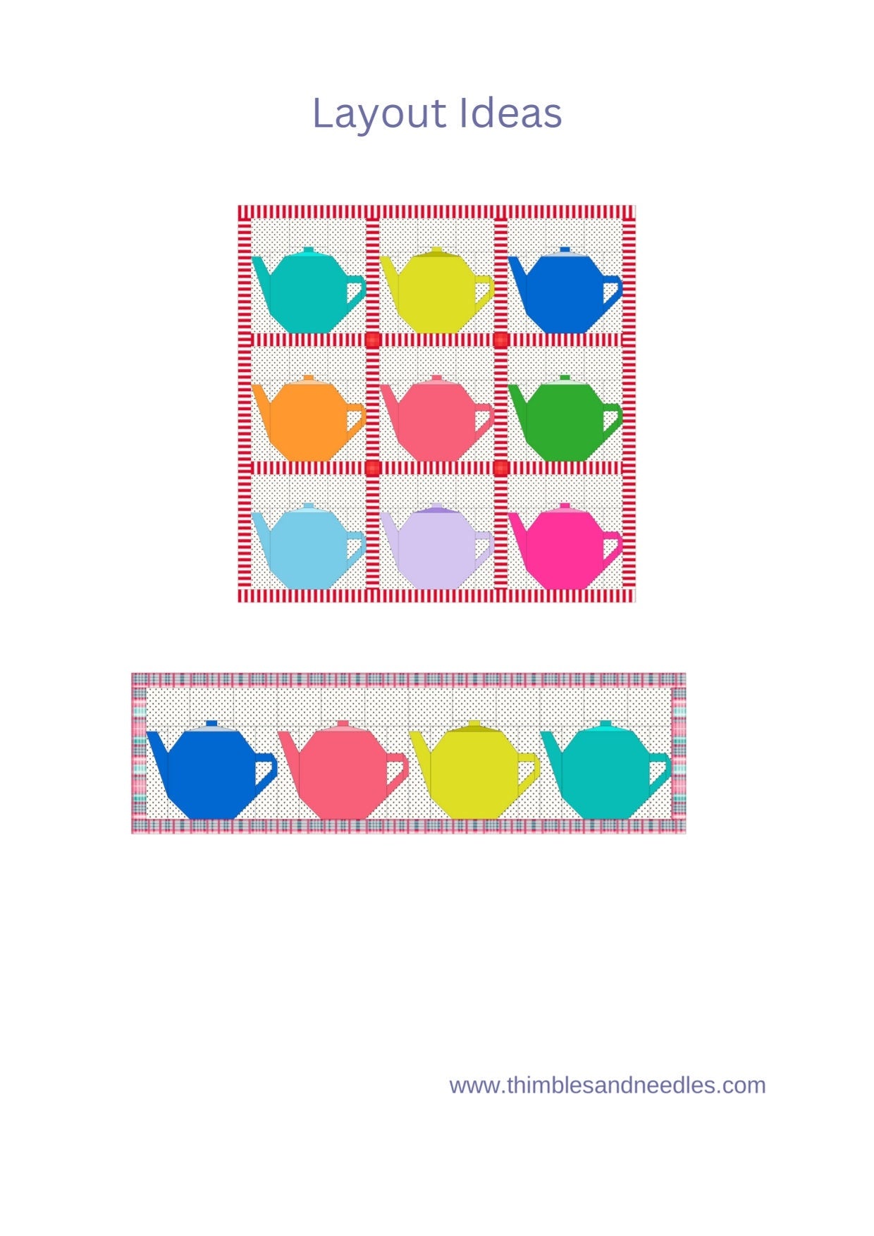 Teapot Block 4 FPP Foundation Paper Piecing quilt block pattern Digital Download