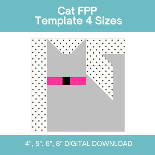 Cat FPP Foundation Paper Piecing quilt block pattern Digital Download