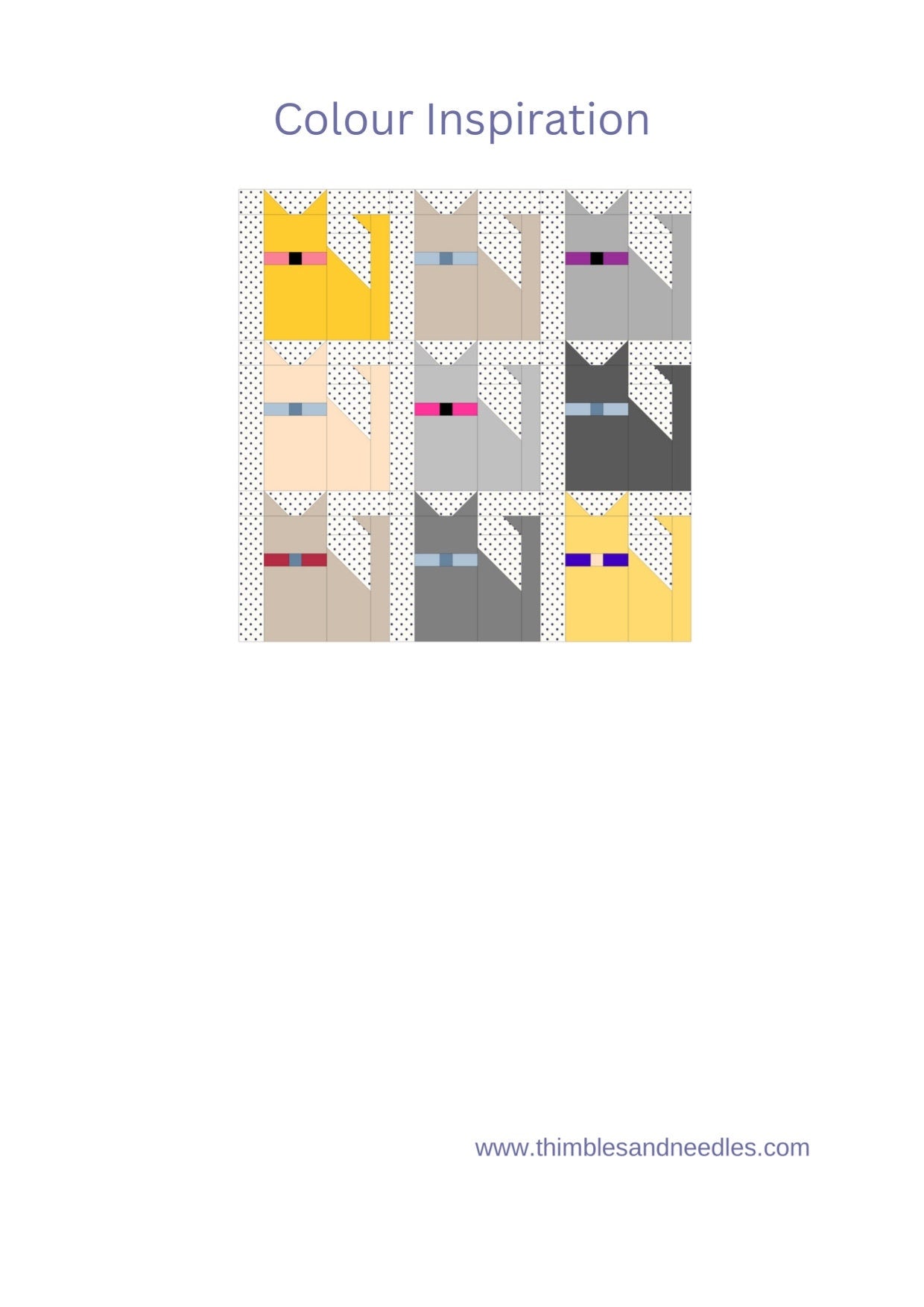 Cat FPP Foundation Paper Piecing quilt block pattern Digital Download