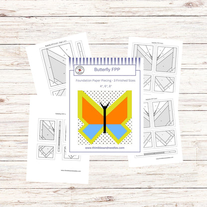 Butterfly FPP Foundation Paper Piecing quilt block pattern Digital Download