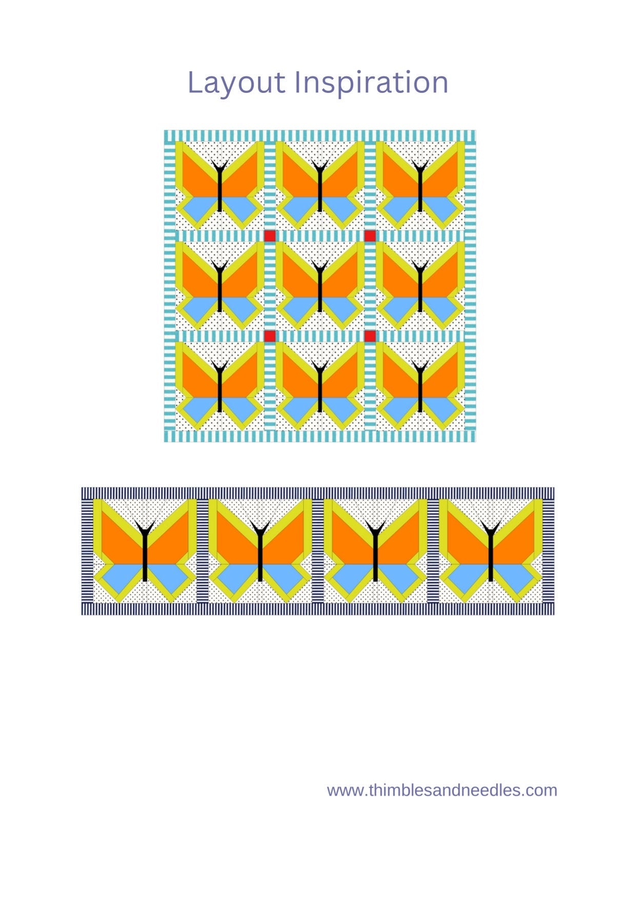 Butterfly FPP Foundation Paper Piecing quilt block pattern Digital Download