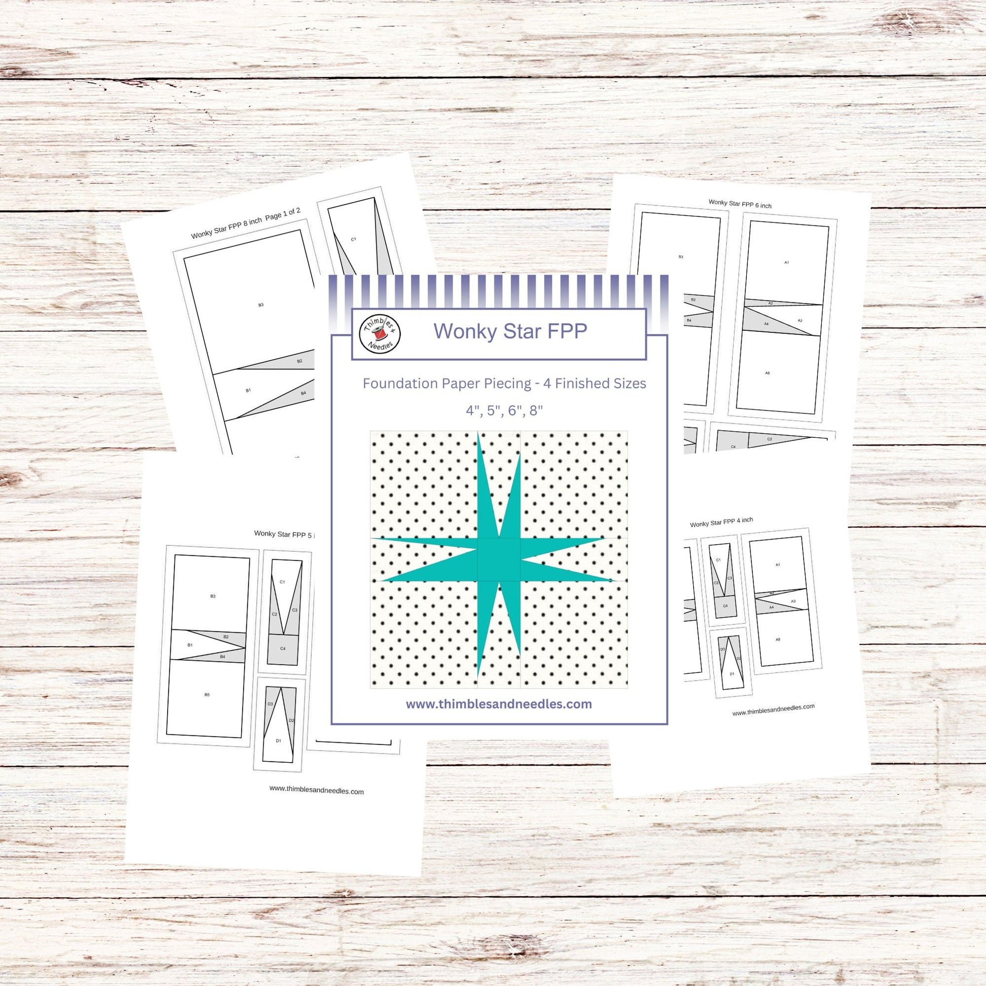 Wonky Star FPP Foundation Paper Piecing quilt block pattern Digital Download