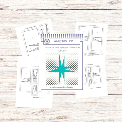 Wonky Star FPP Foundation Paper Piecing quilt block pattern Digital Download