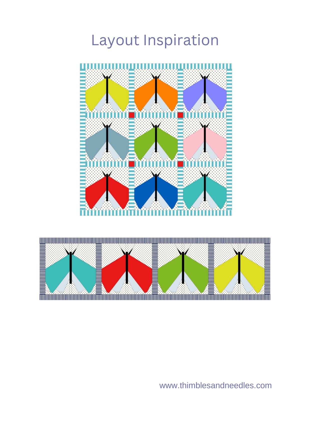 Moth FPP Foundation Paper Piecing quilt block pattern Digital Download