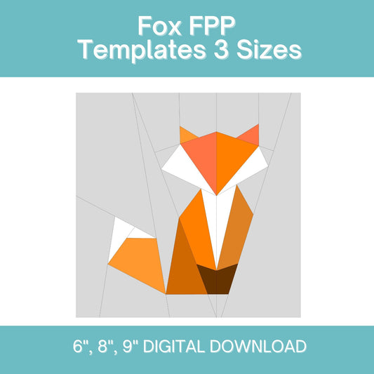 Fox FPP Foundation Paper Piecing quilt block pattern Digital Download