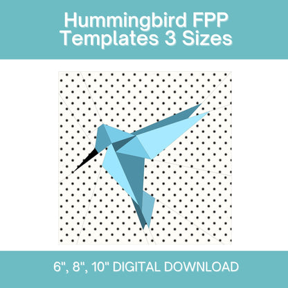 Hummingbird FPP Foundation Paper Piecing quilt block pattern Digital Download