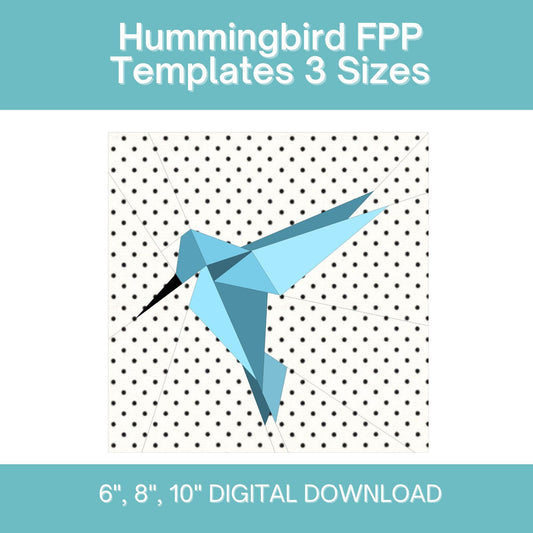 Hummingbird FPP Foundation Paper Piecing quilt block pattern Digital Download