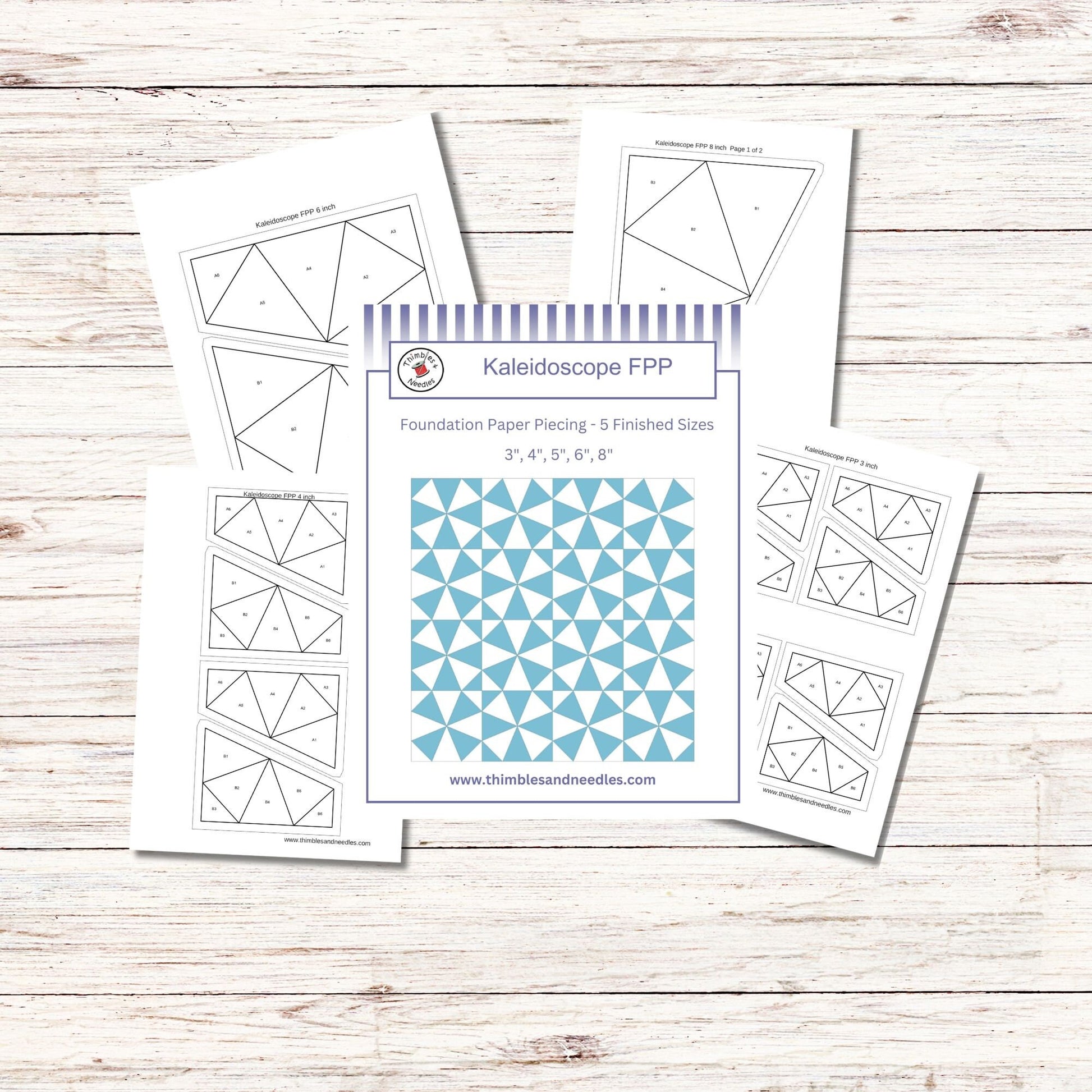 Kaleidoscope FPP Foundation Paper Piecing quilt block pattern Digital Download