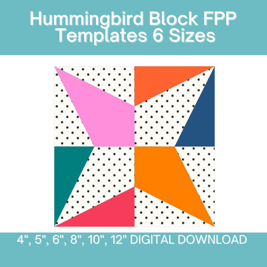Hummingbird Block FPP Foundation Paper Piecing quilt block pattern Digital Download