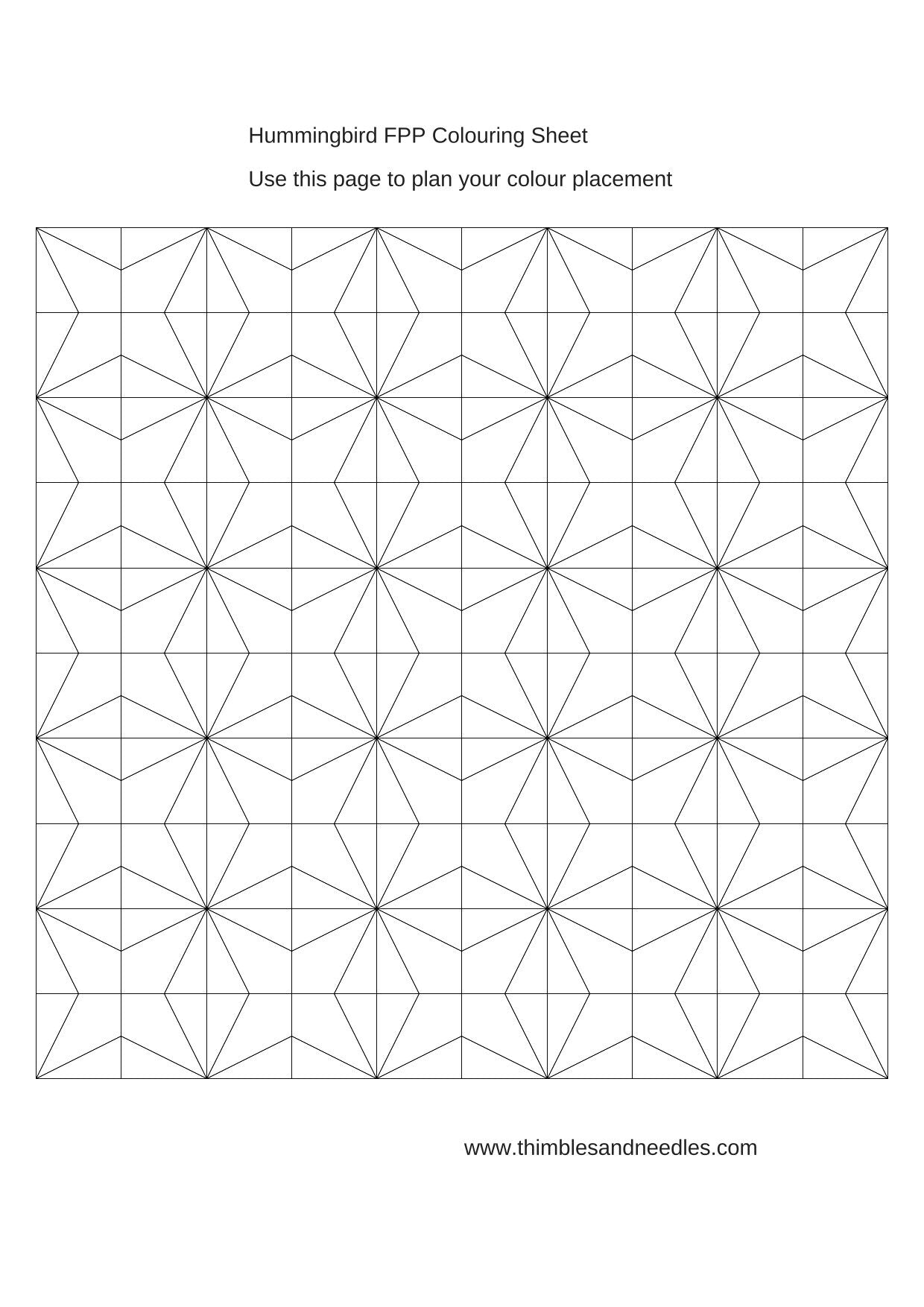 Hummingbird Block FPP Foundation Paper Piecing quilt block pattern Digital Download