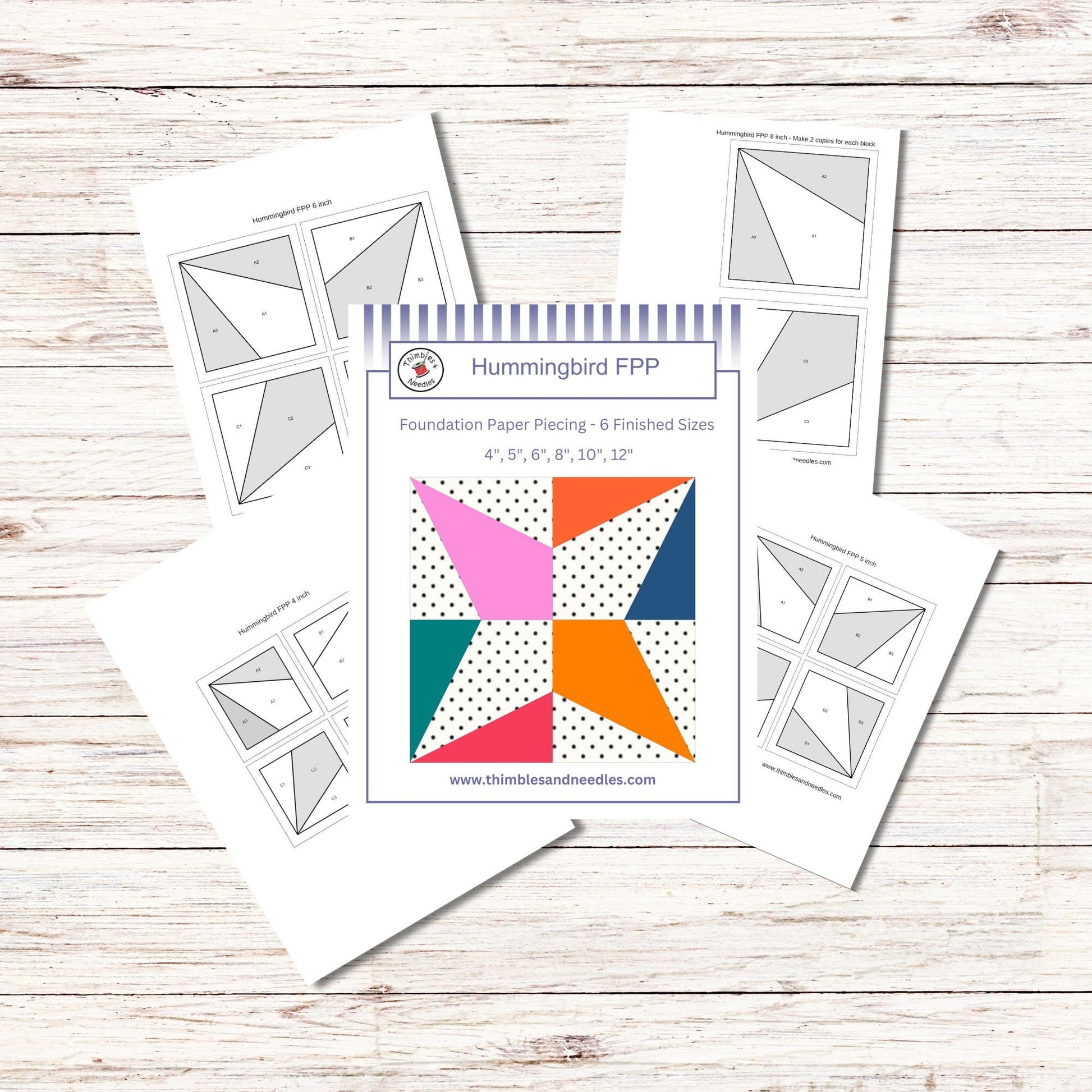 Hummingbird Block FPP Foundation Paper Piecing quilt block pattern Digital Download