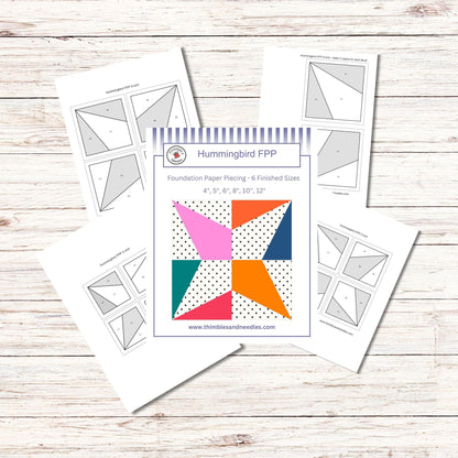 Hummingbird Block FPP Foundation Paper Piecing quilt block pattern Digital Download