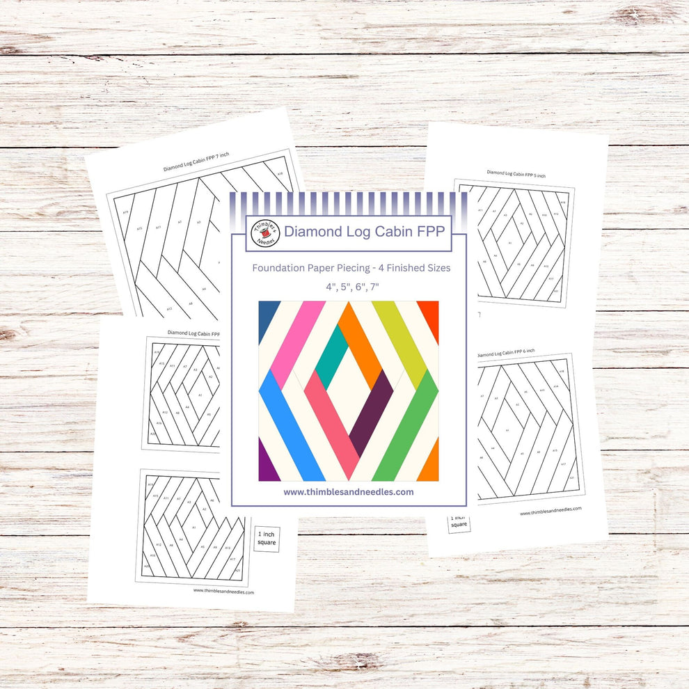 Diamond Log Cabin Foundation Paper Piecing (FPP) Pattern – Thimbles and ...