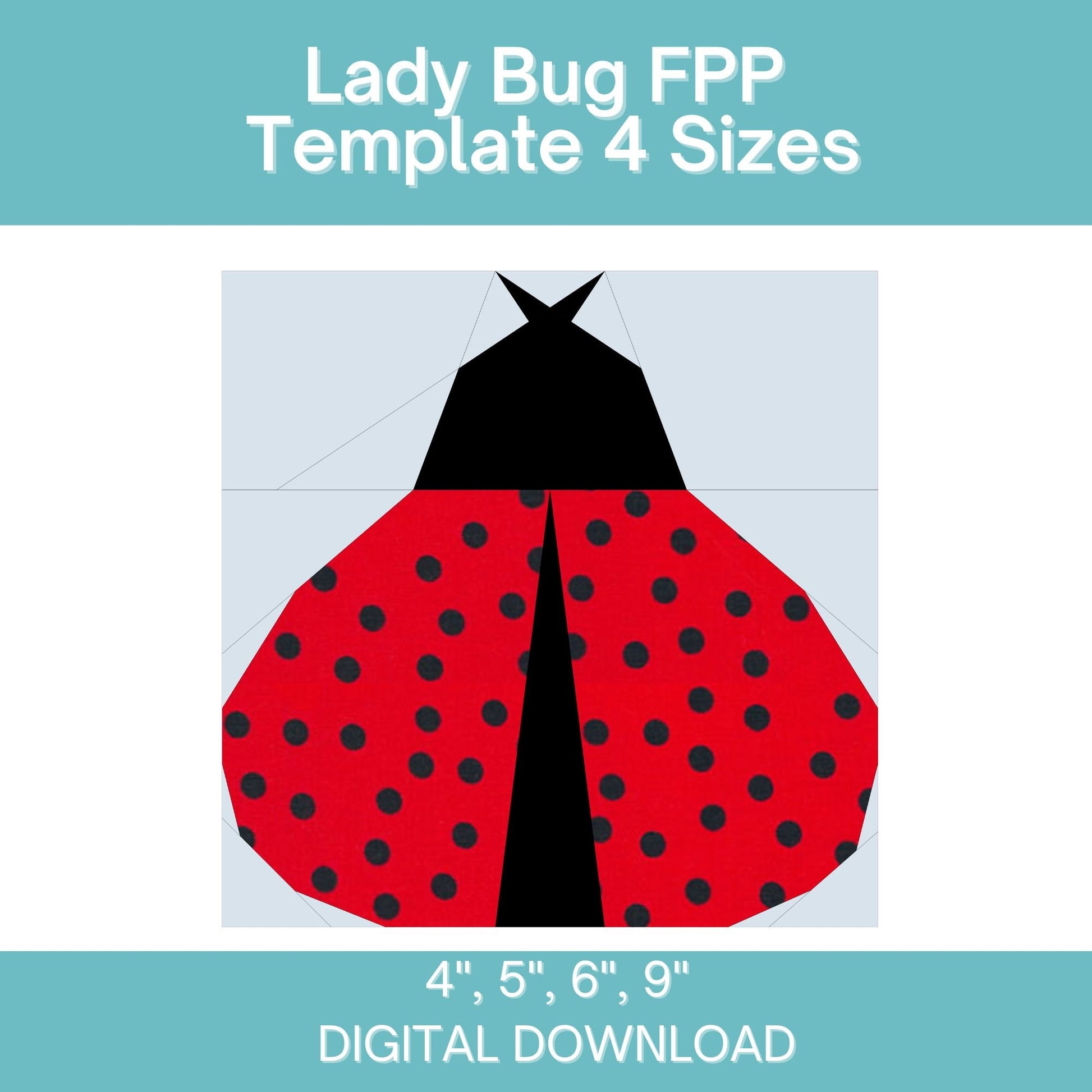 Ladybug FPP Foundation Paper Piecing quilt block pattern Digital Download