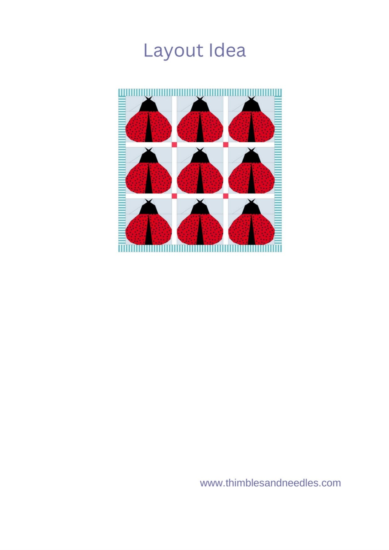 Ladybug FPP Foundation Paper Piecing quilt block pattern Digital Download