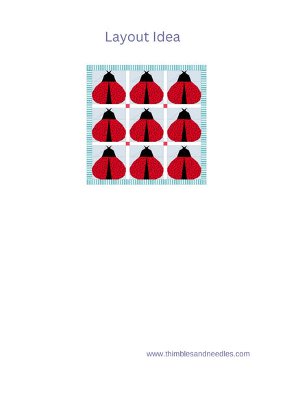 Ladybug FPP Foundation Paper Piecing quilt block pattern Digital Download
