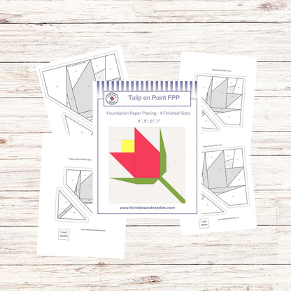 Tulip on Point FPP Foundation Paper Piecing quilt block pattern Digital Download