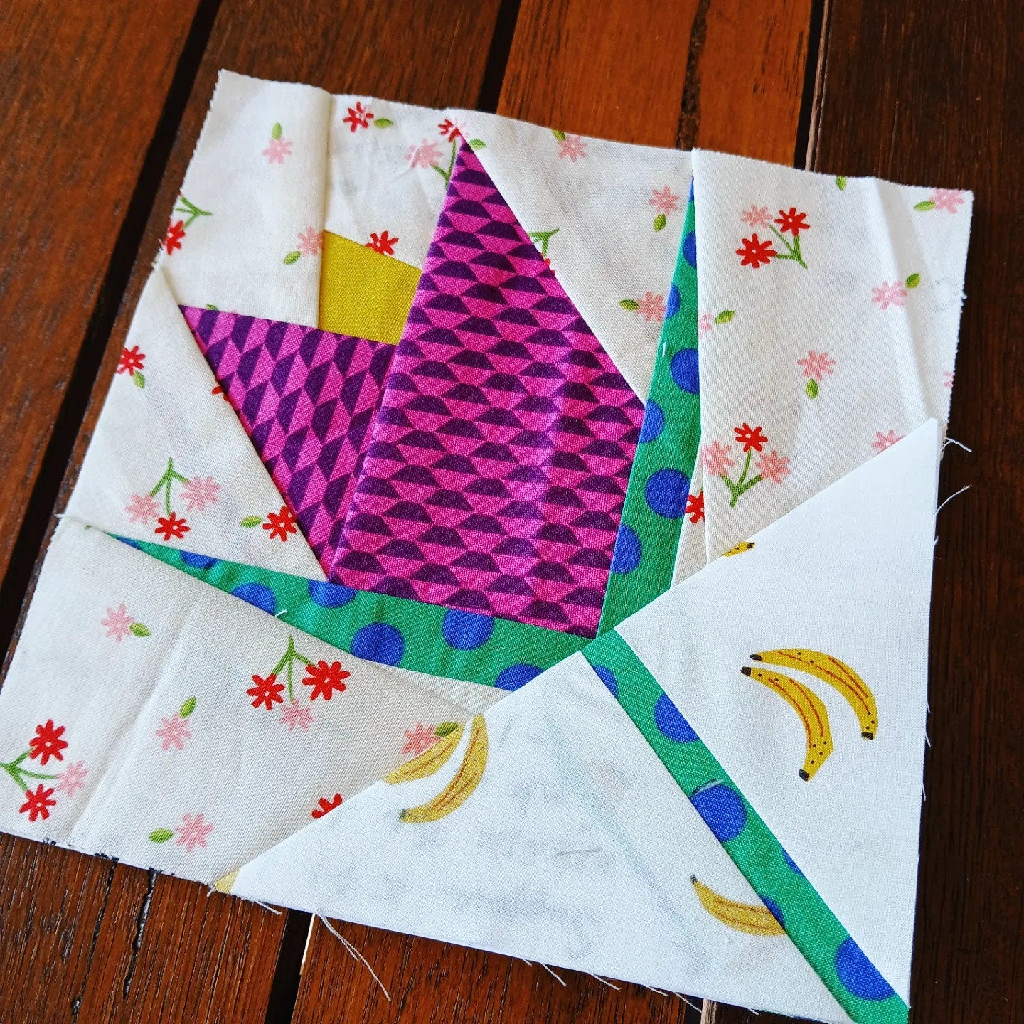 Tulip on Point FPP Foundation Paper Piecing quilt block pattern Digital Download