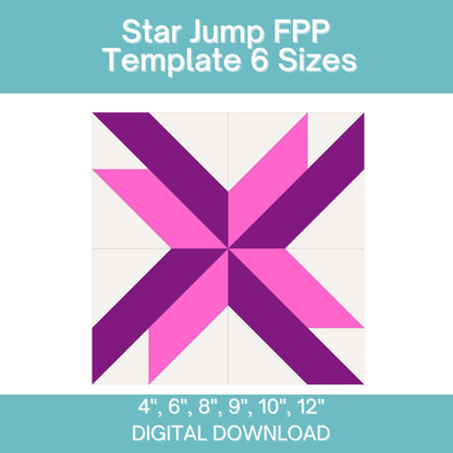 Star Jump FPP Foundation Paper Piecing quilt block pattern Digital Download