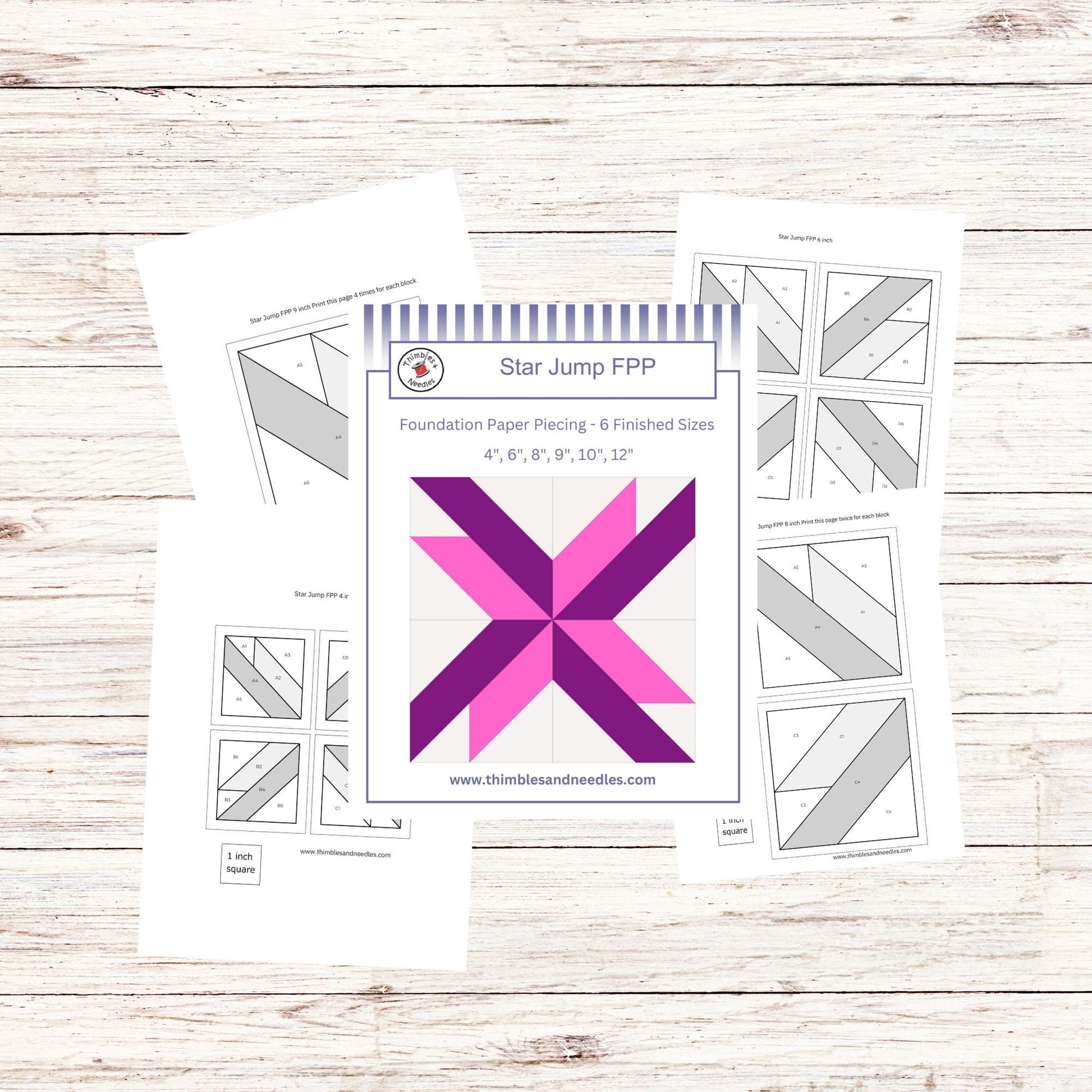 Star Jump FPP Foundation Paper Piecing quilt block pattern Digital Download