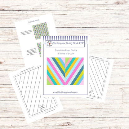Rectangular String FPP Foundation Paper Piecing quilt block pattern Digital Download