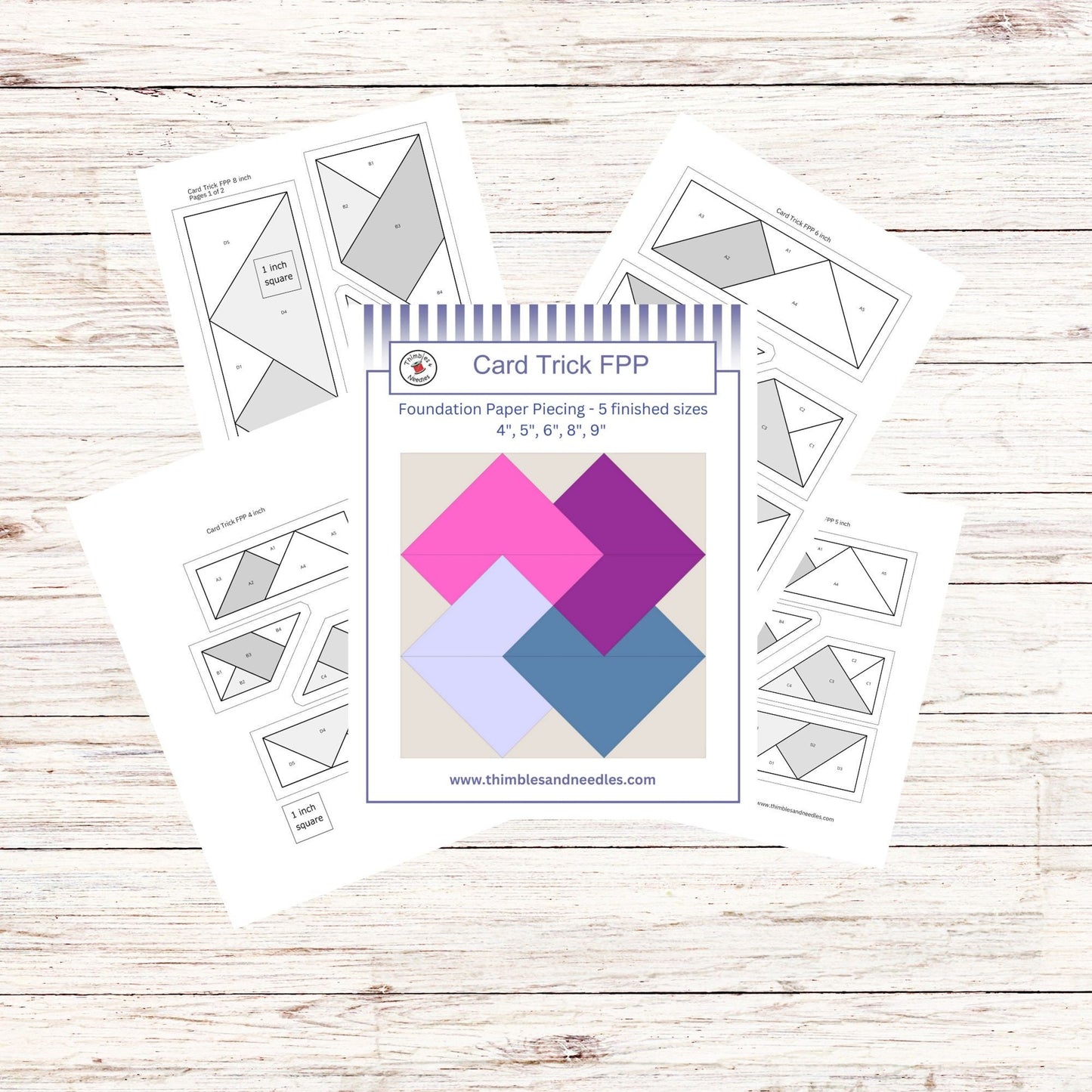 Card Trick FPP Foundation Paper Piecing quilt block pattern Digital Download