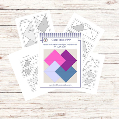 Card Trick FPP Foundation Paper Piecing quilt block pattern Digital Download