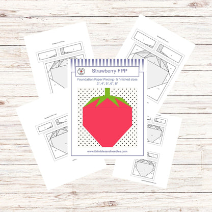 Strawberry FPP Foundation Paper Piecing quilt block pattern Digital Download