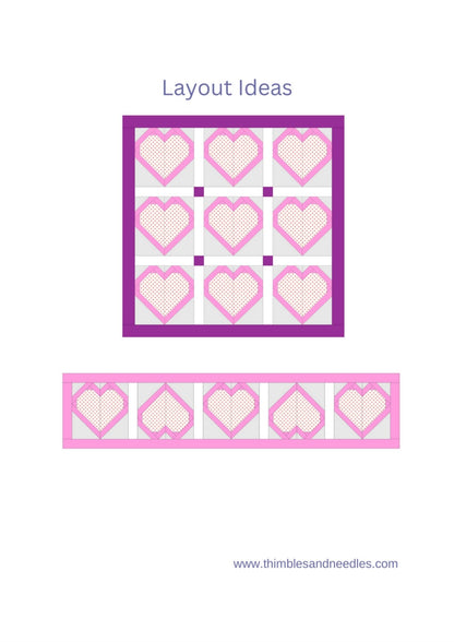 Heart Outline FPP Foundation Paper Piecing quilt block pattern Digital Download