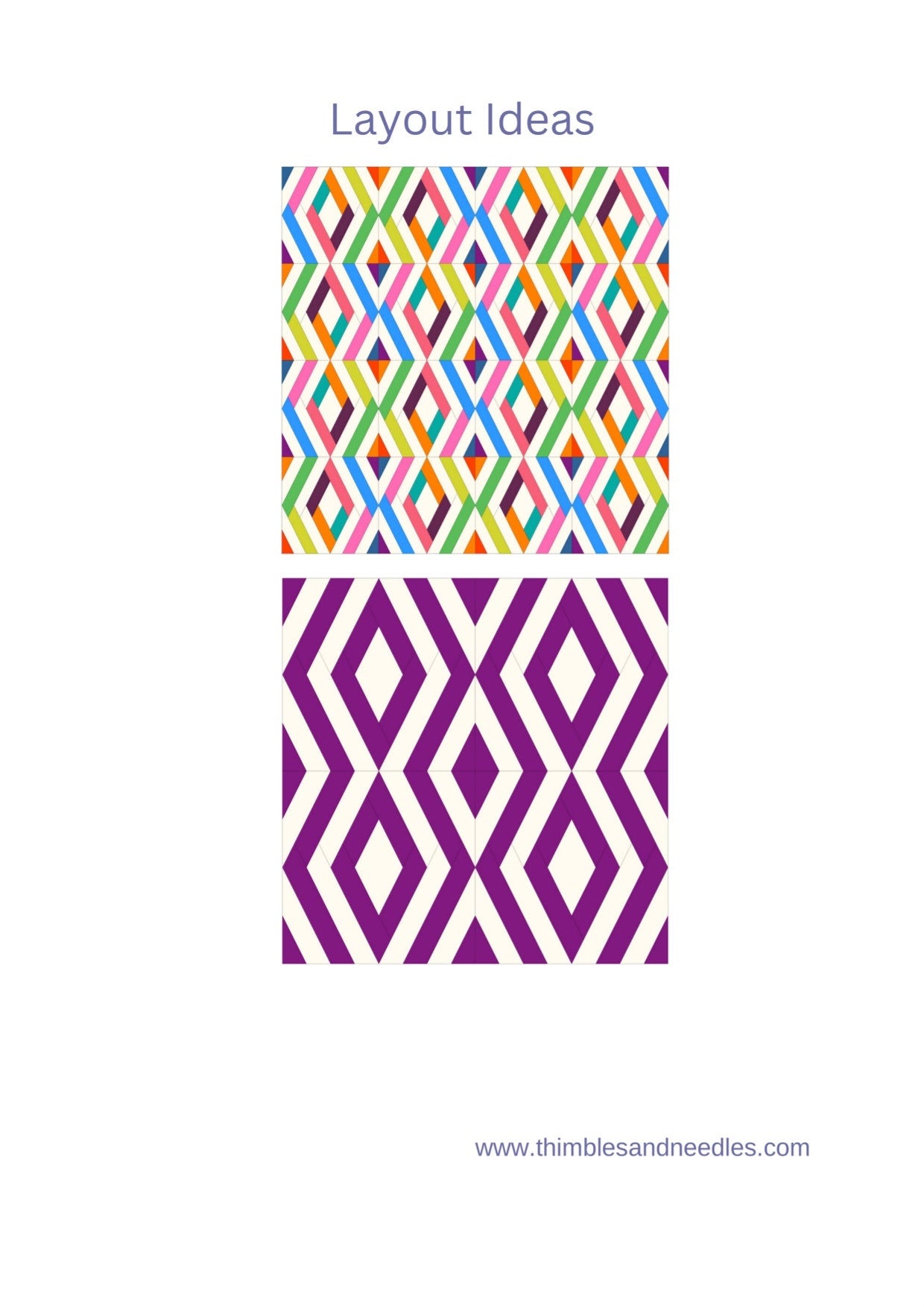 Diamond Log Cabin FPP Foundation Paper Piecing quilt block pattern Digital Download