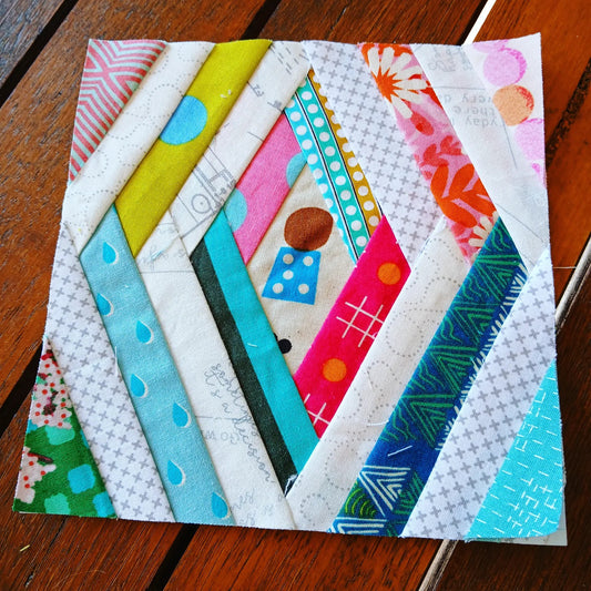 Diamond Log Cabin FPP Foundation Paper Piecing quilt block pattern Digital Download