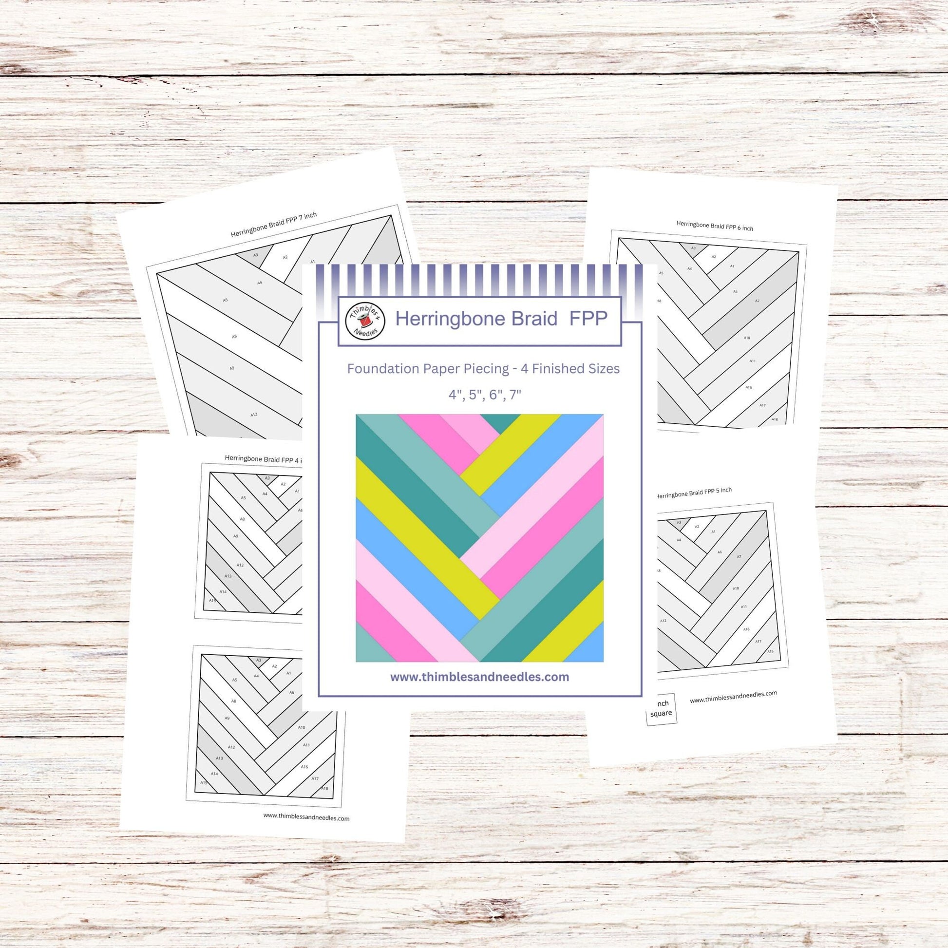 Herringbone Braid FPP Foundation Paper Piecing quilt block pattern Digital Download