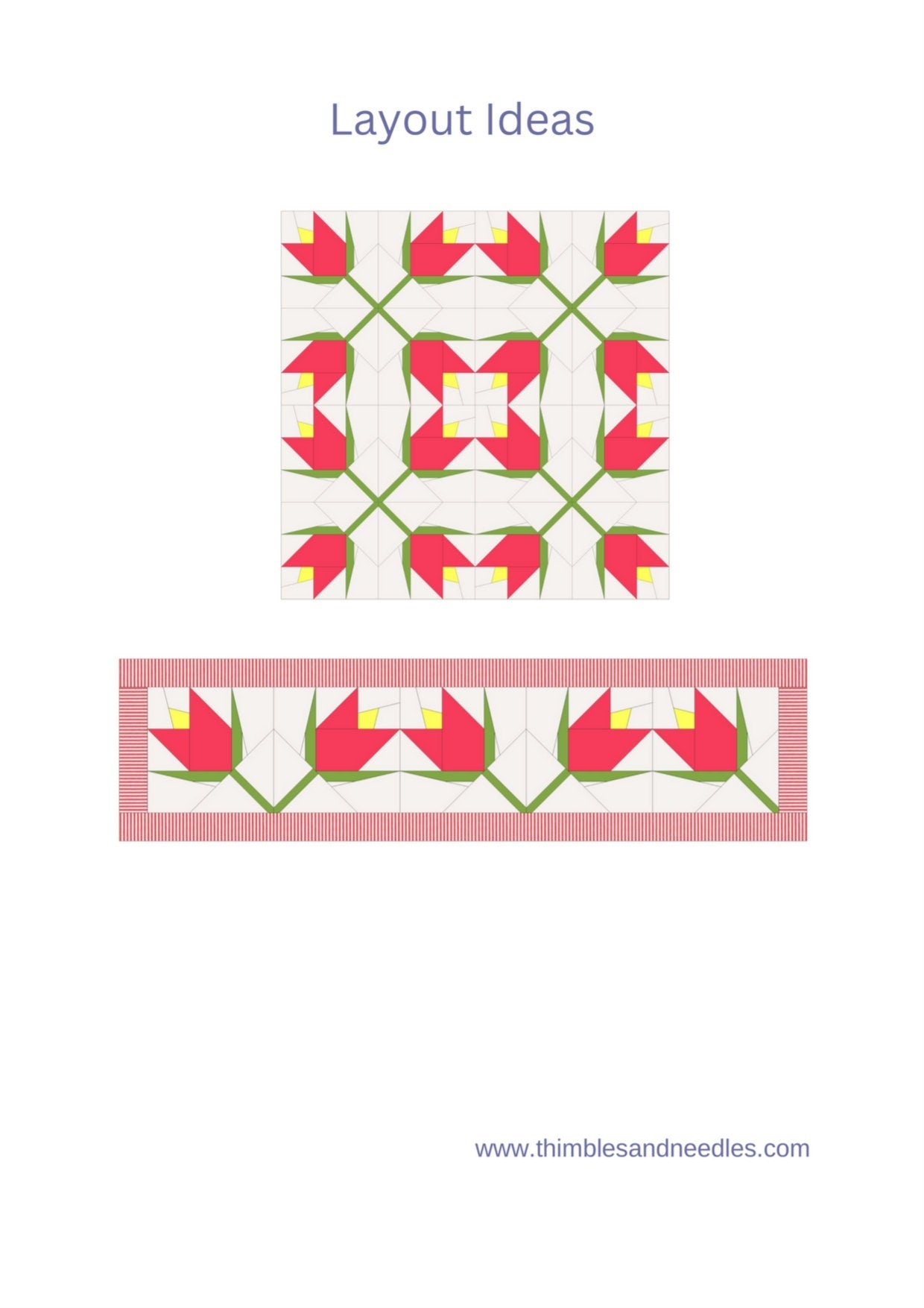 Tulip on Point FPP Foundation Paper Piecing quilt block pattern Digital Download