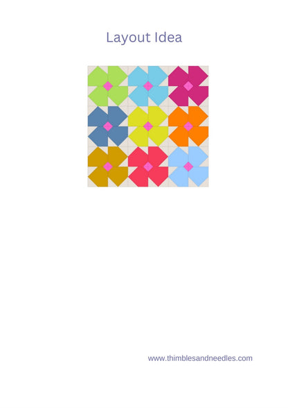 Primrose Flower FPP Foundation Paper Piecing quilt block pattern Digital Download