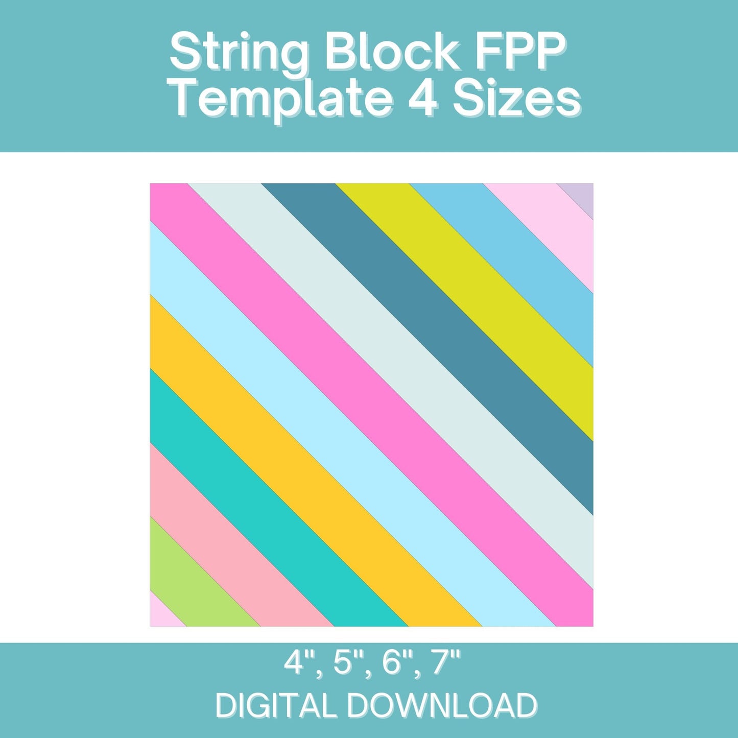 String Block FPP Foundation Paper Piecing quilt block pattern Digital Download