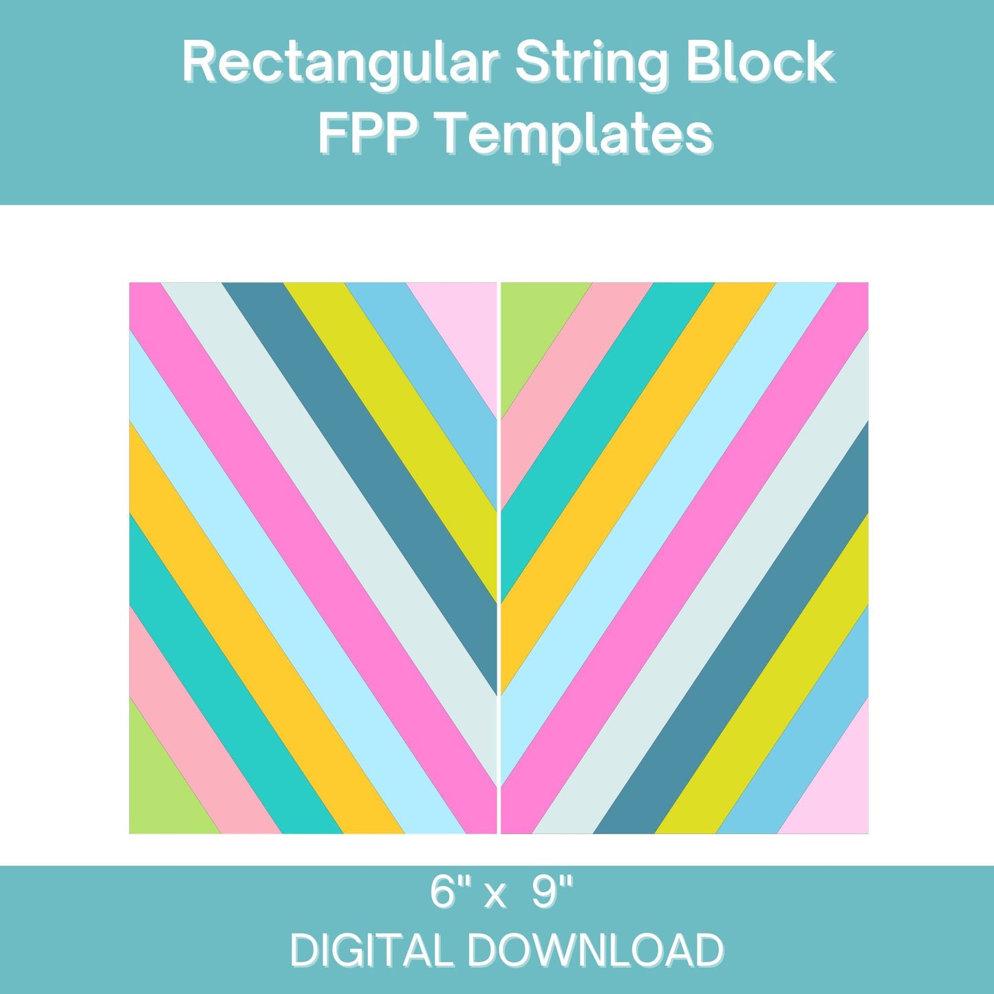Rectangular String FPP Foundation Paper Piecing quilt block pattern Digital Download