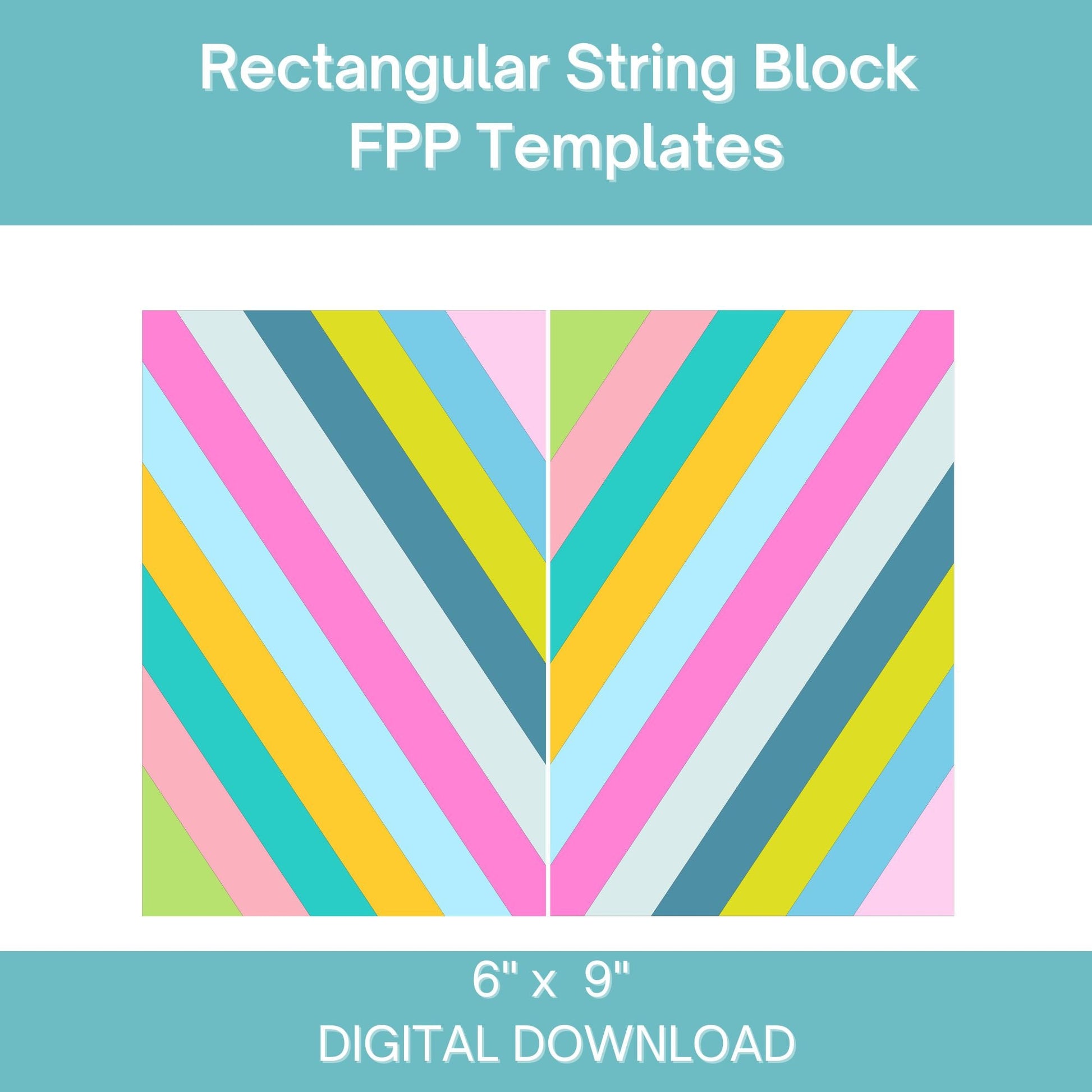 Rectangular String FPP Foundation Paper Piecing quilt block pattern Digital Download