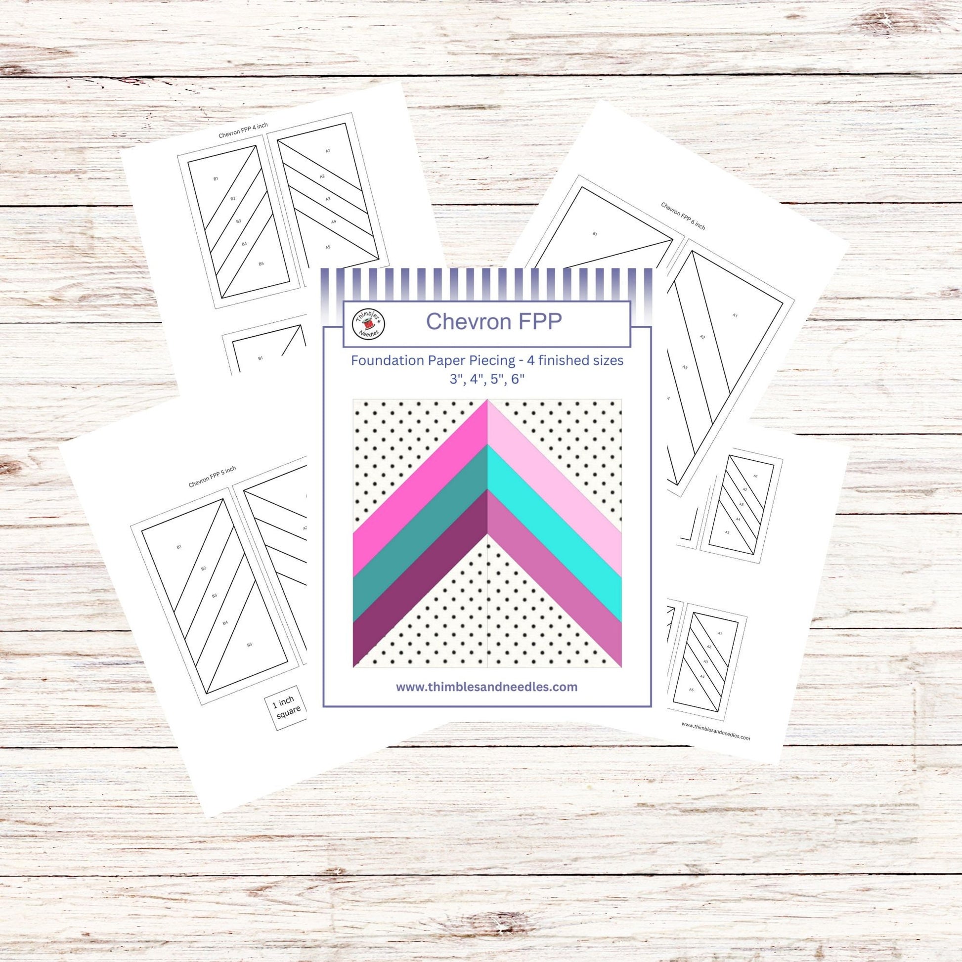 Quilt border Chevron FPP Foundation Paper Piecing block pattern Digital Download