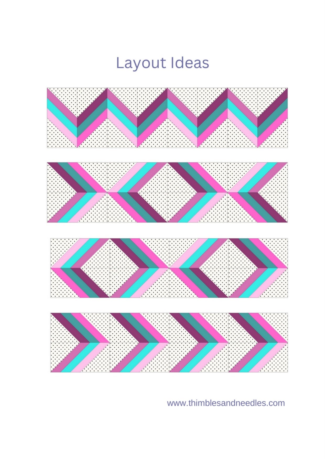 Quilt border Chevron FPP Foundation Paper Piecing block pattern Digital Download